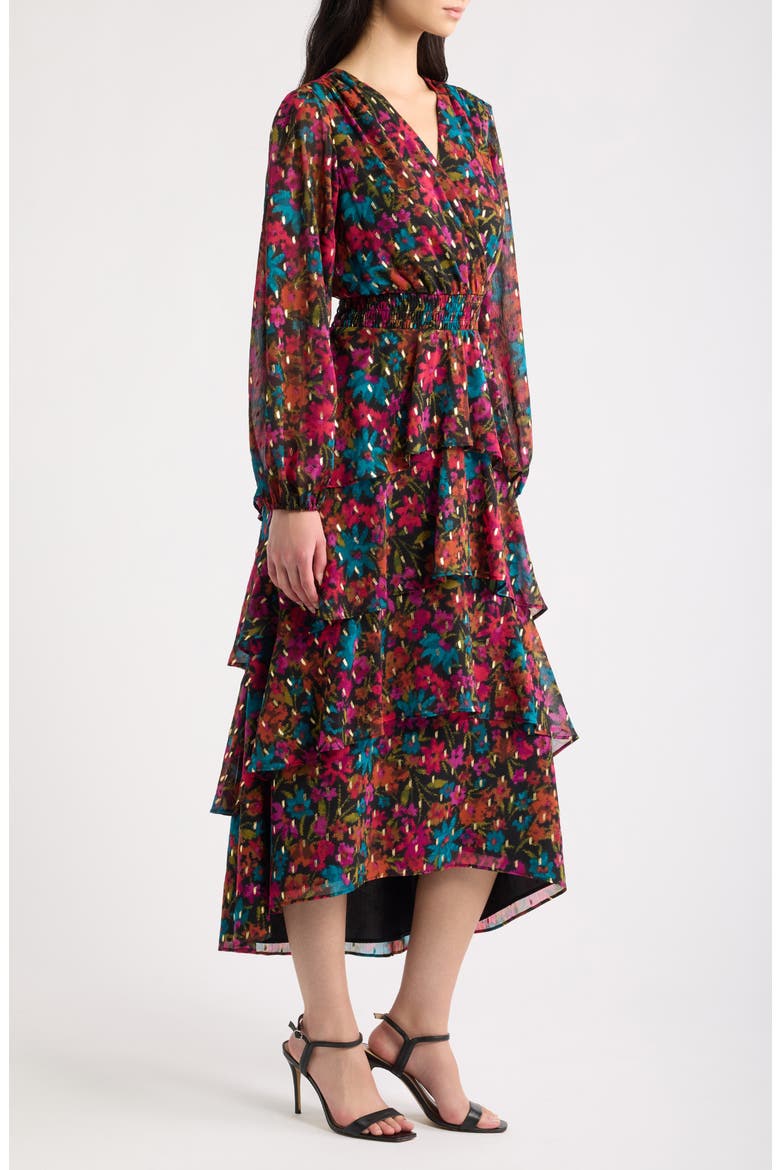 Tiered Midi Dress, Alternate, color, ANNE BLACK MULTI