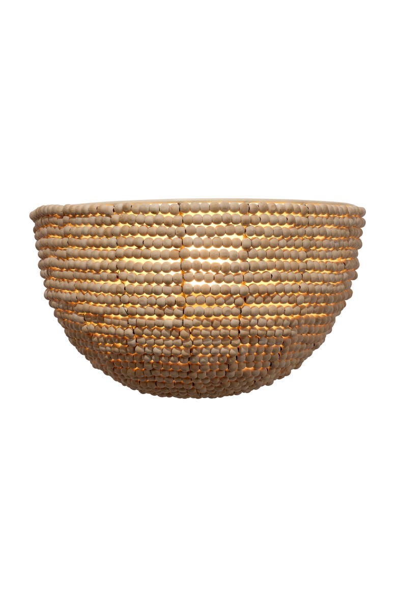 Barnacle 1-Light Beaded Demi Lune Wall Sconce, Natural, Alternate, color, Natural