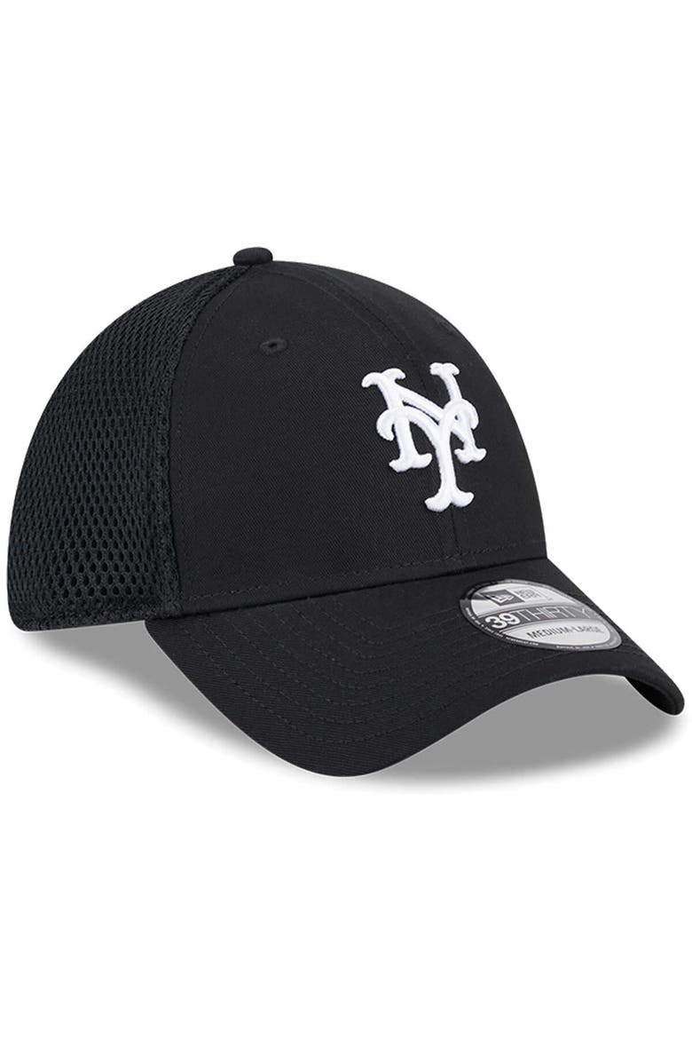 Men's New Era New York Mets Evergreen Black & White Neo 39THIRTY Flex Hat, Alternate, color, Black