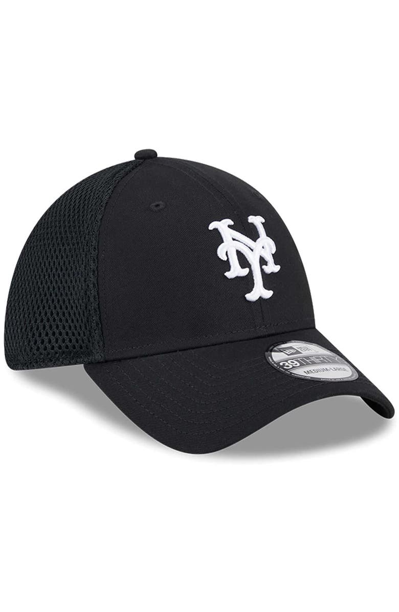 New Era Men's New Era New York Mets Evergreen Black & White Neo 39THIRTY Flex Hat, Alternate, color, Black