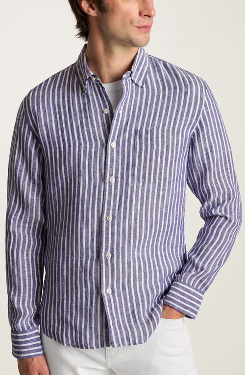 Bonobos Slim Fit Stripe Slub Linen Button-down Shirt In Durham Stripe C32
