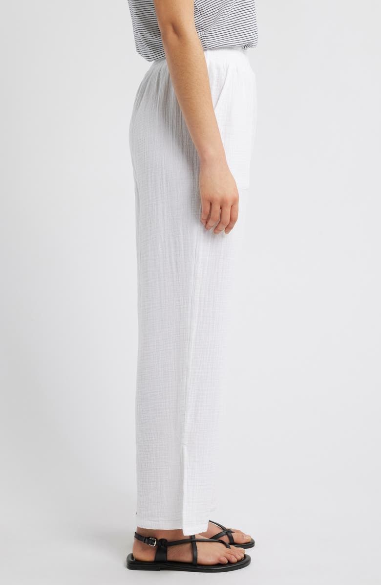 beachlunchlounge Meadow Wide Leg Cotton Gauze Pants, Alternate, color, White