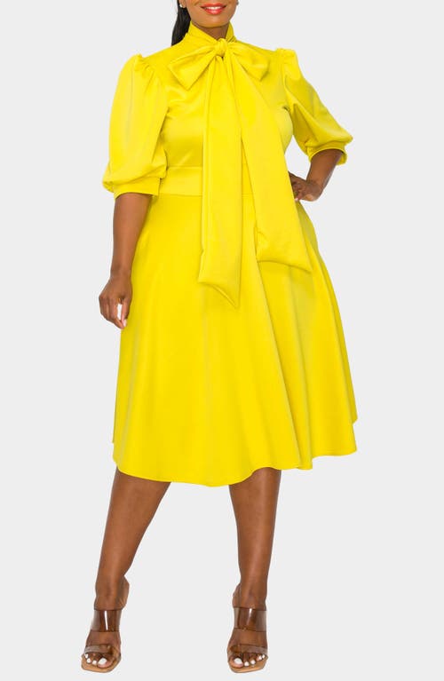 L I V D Carina Donna Fit & Flare Midi Dress In Yellow