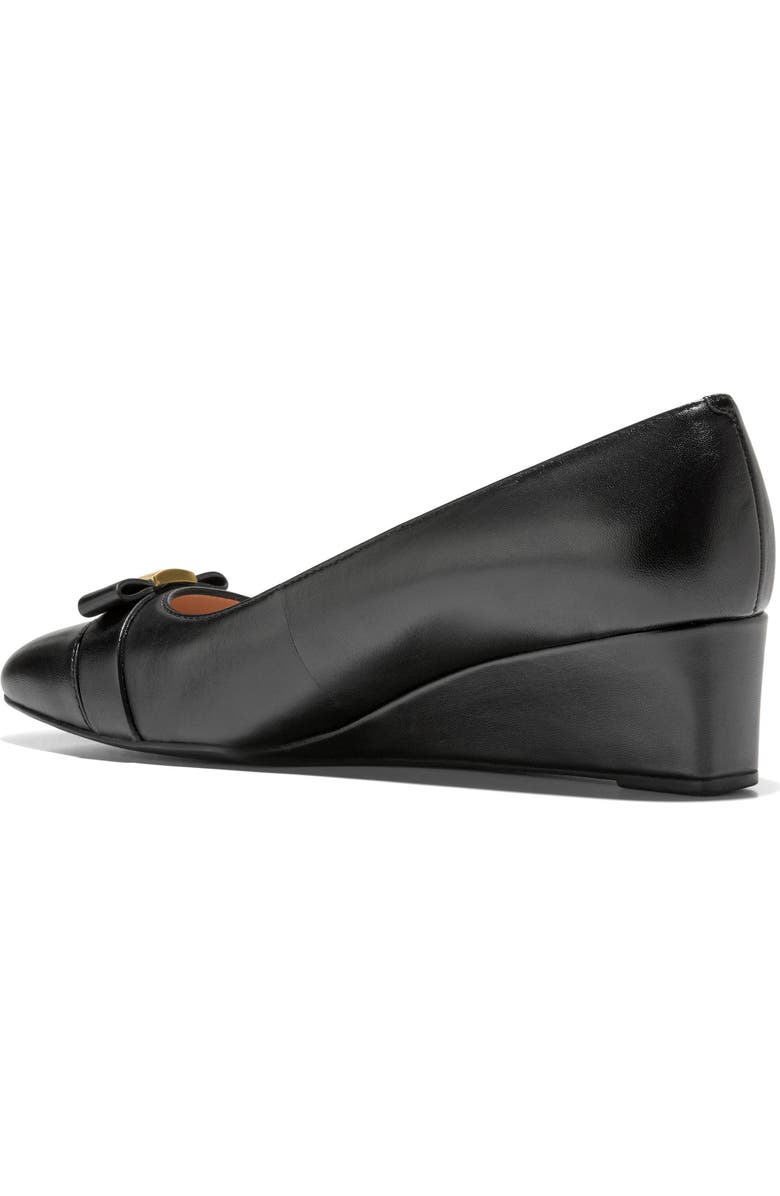 Cole Haan Malta Bow Wedge Pump, Alternate, color, Black Leather