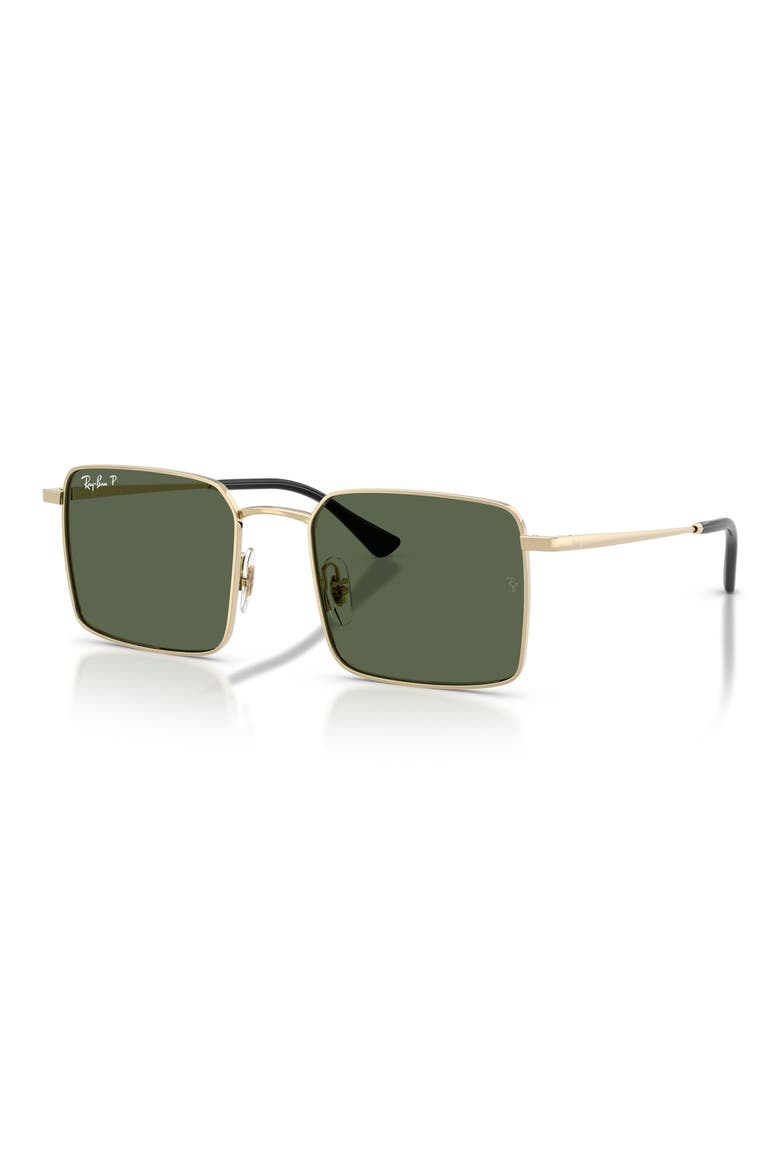 53mm Oversize Polarized Square Sunglasses, Alternate, color, PALEGOLD / DARK GREEN POLAR
