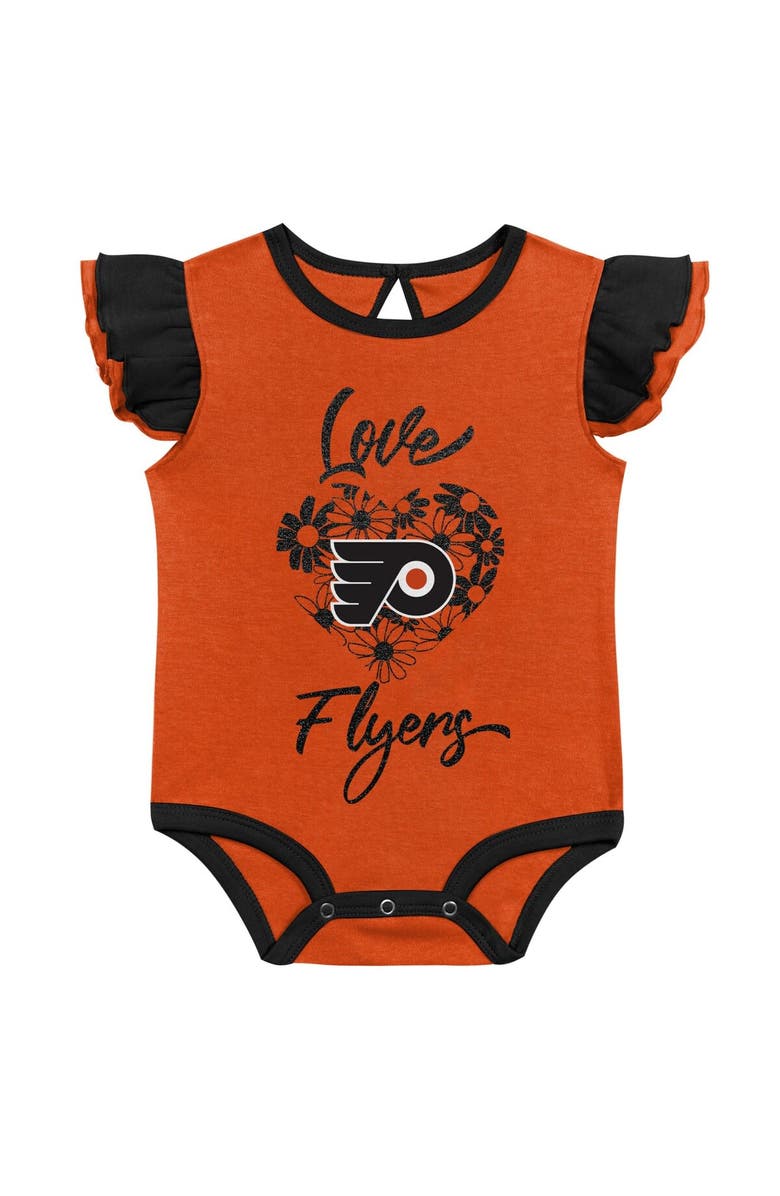 Outerstuff Girls Infant Orange/Black Philadelphia Flyers Two-Pack Training Bodysuit Set, Alternate, color, Orange