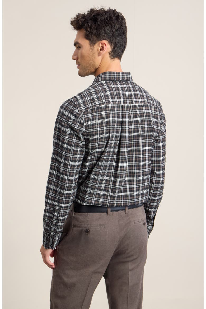 Plaid Cotton & Cashmere Button-Up Shirt, Alternate, color, BLACK VENTI PLAID