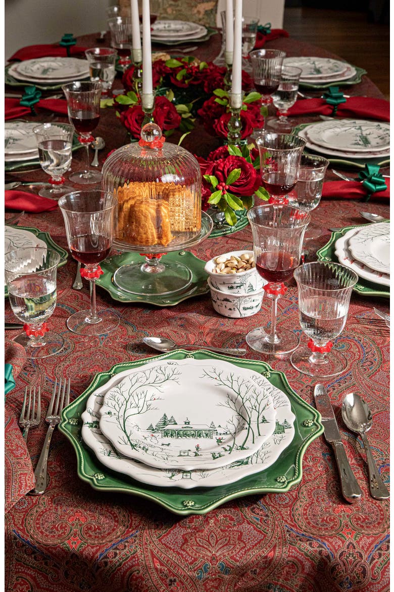 Paisley Linen Tablecloth, Alternate, color, RED
