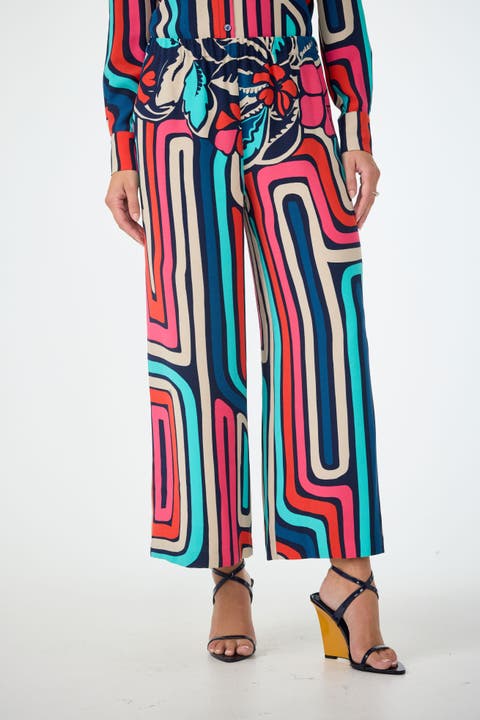 Cubism Printed Cropped Drapey Pant