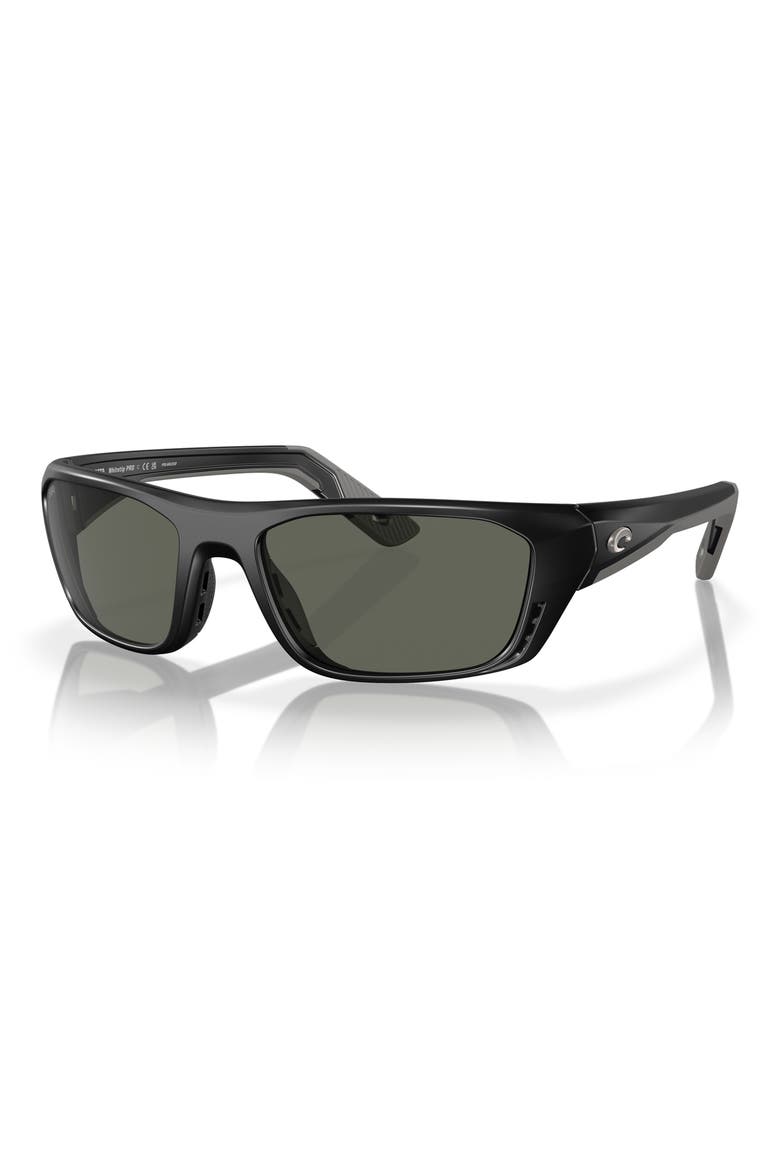 57mm Polarized Rectangular Sunglasses, Alternate, color, MATTE BLACK/ GRAY 580G