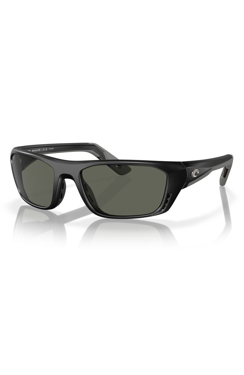 Costa Del Mar 57mm Polarized Rectangular Sunglasses, Alternate, color, Matte Black/ Gray 580G