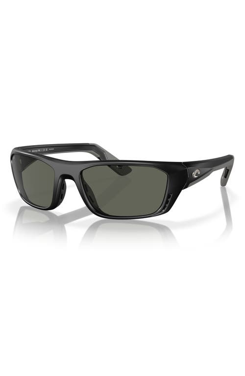 Costa Del Mar 57mm Polarized Rectangular Sunglasses In Matte Black/gray 580g