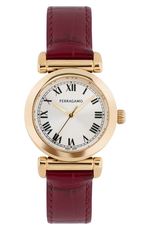 Allure Leather Strap Watch, 28mm