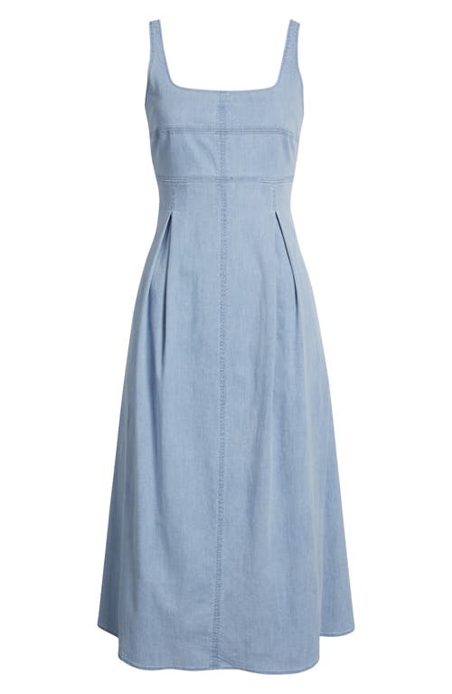 Shop Anne Klein Pleated Denim Dress In Pale Wash