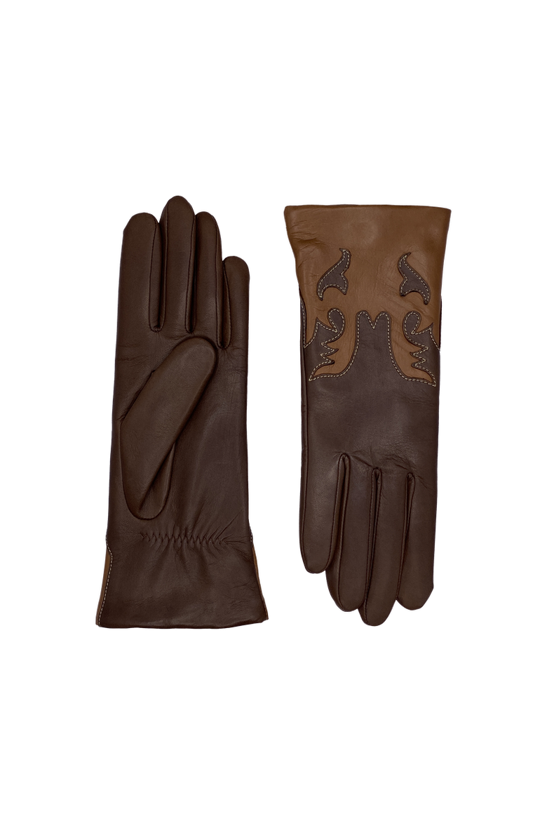 Trissy Boot Patterned Alpaca Lined Lambskin Gloves, Main, color, Toscana/Whiskey
