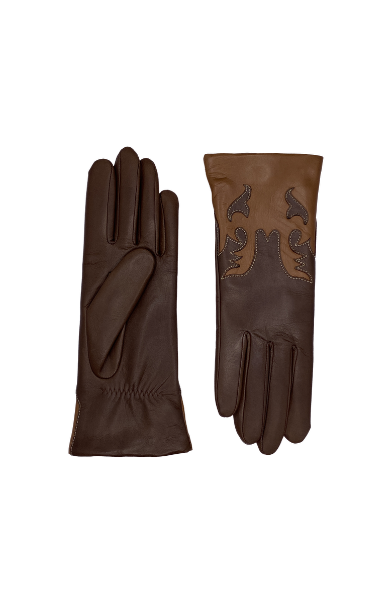 Agnelle Trissy Boot Patterned Alpaca Lined Lambskin Gloves, Main, color, Toscana/Whiskey