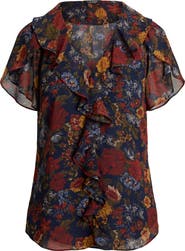 Lauren Ralph Lauren Floral Ruffle Accent Top