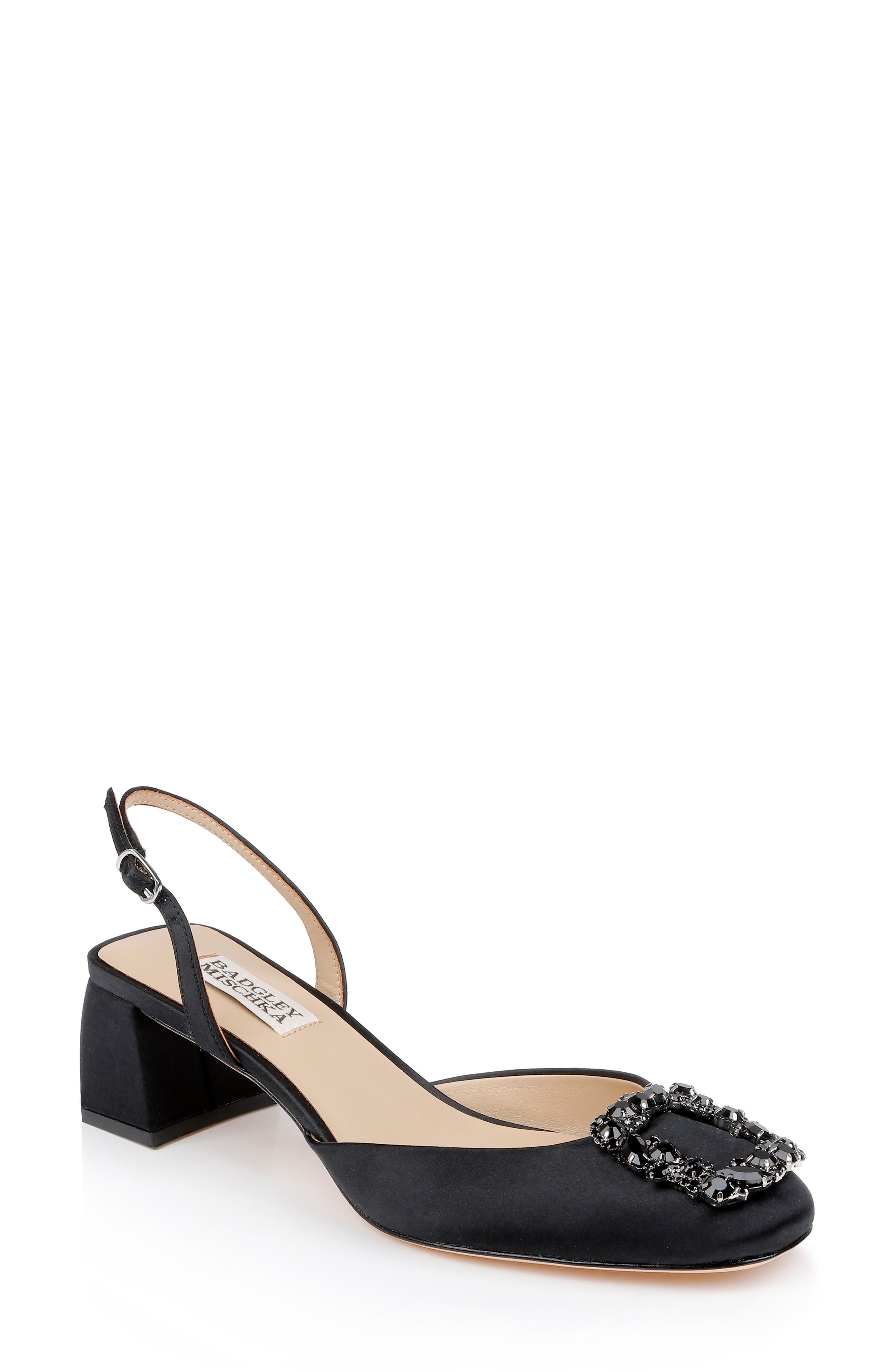 Badgley Mischka Collection Vivia Slingback Pump, Main, color, Black Satin