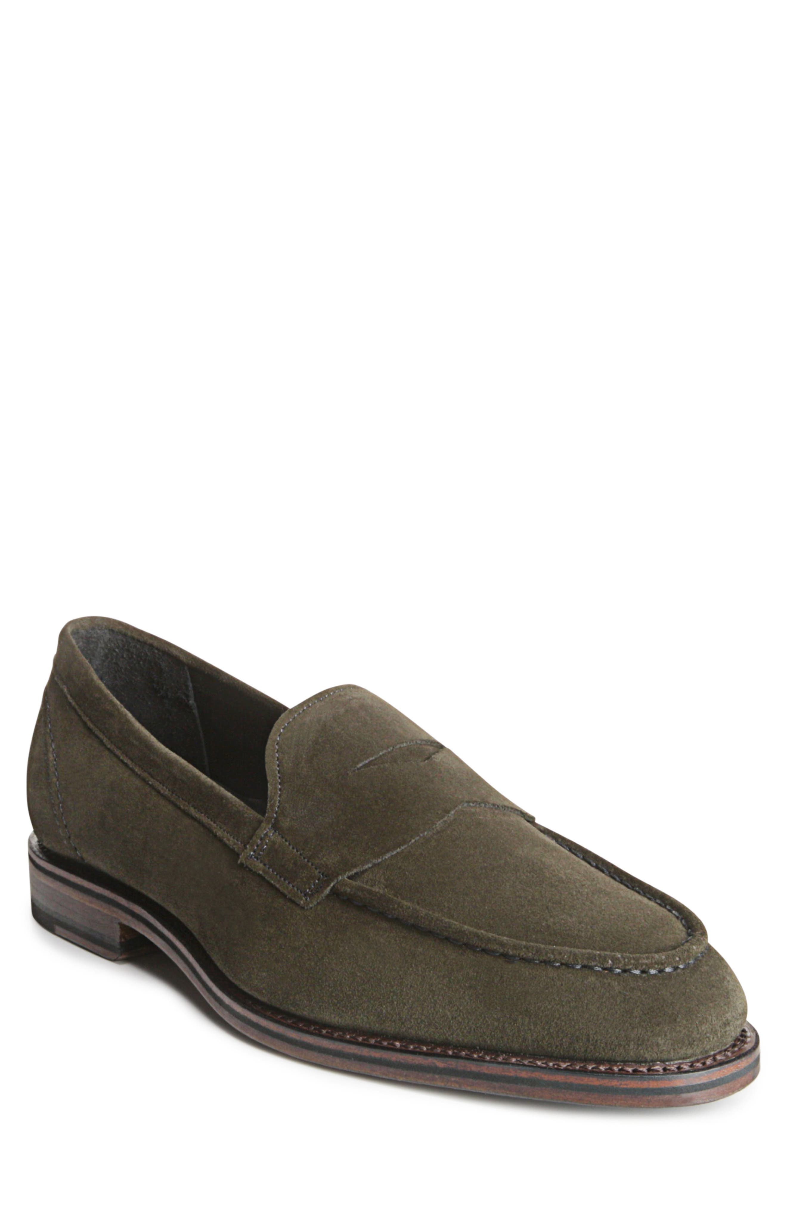 Mercer Penny Loafer, Main, color, DARK OLIVE SUEDE