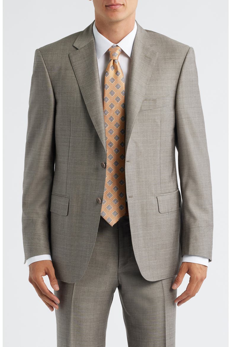 Siena Regular Fit Brown Mélange Super 130s Wool Suit, Alternate, color, BEIGE