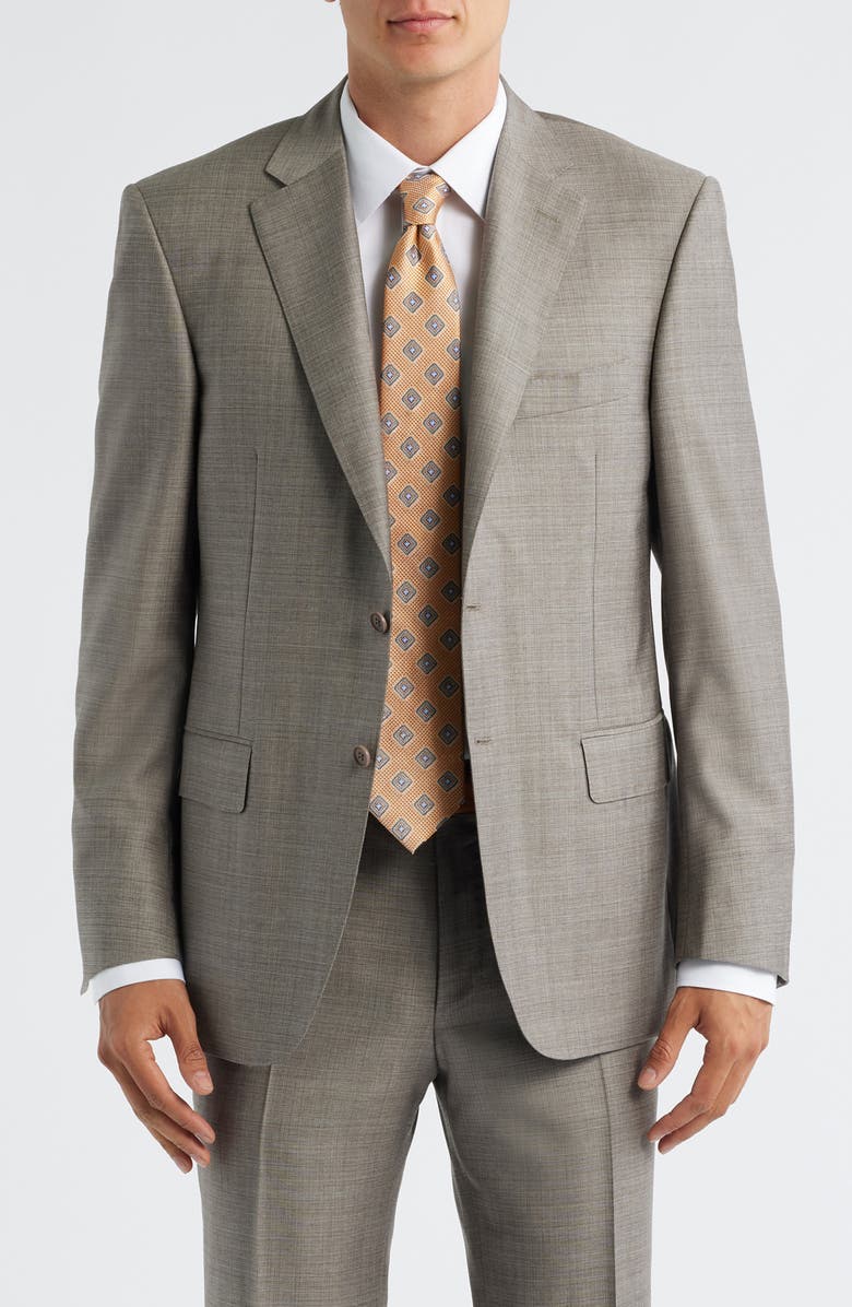Canali Siena Regular Fit Brown Mélange Super 130s Wool Suit, Alternate, color, Beige