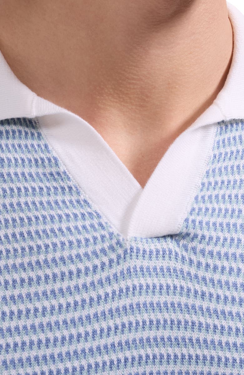 Bugatchi Johnny Collar Stripe Sweater, Alternate, color, Peacock