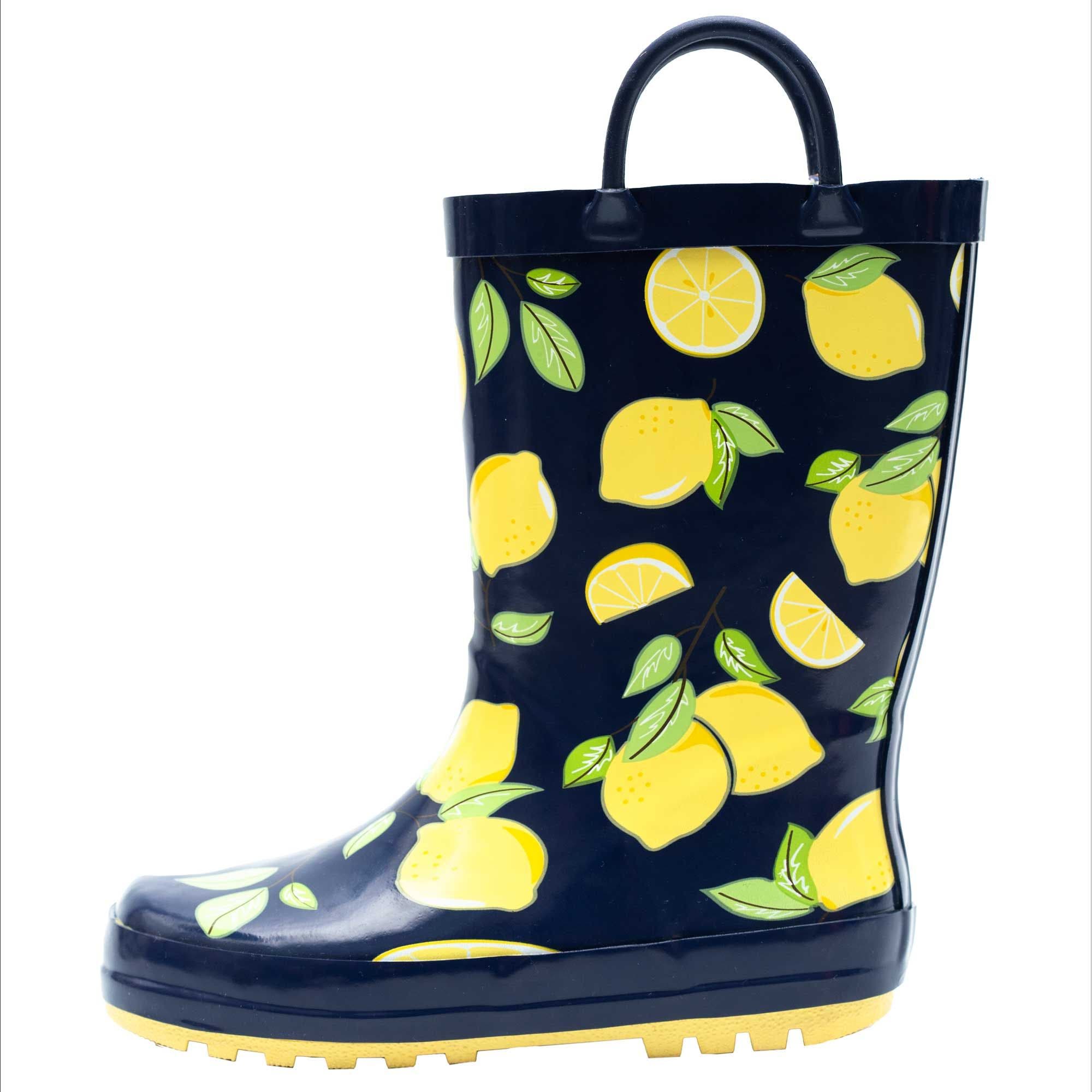 Hudson Baby Comfortable Waterproof Puddle Boots, Main, color, Navy Lemons