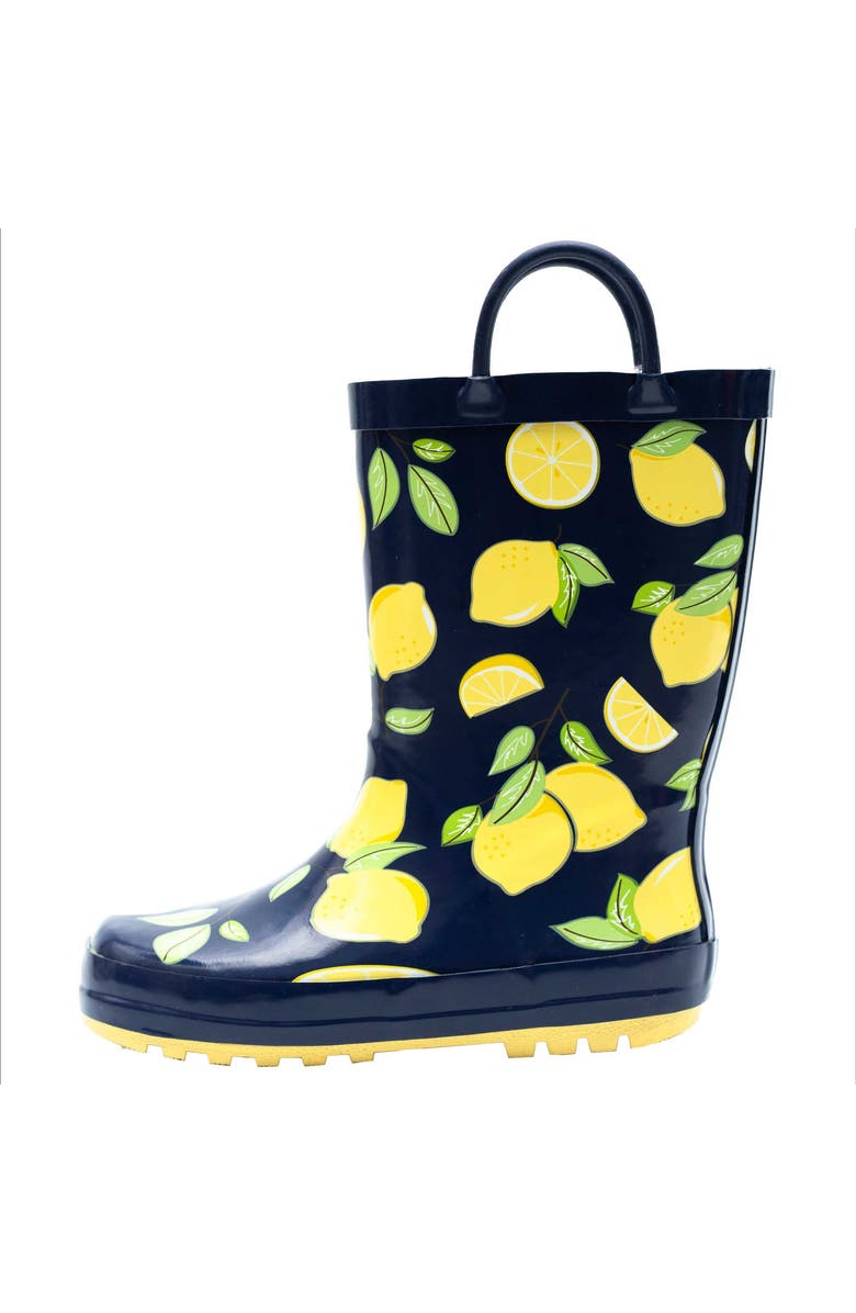 Hudson Baby Comfortable Waterproof Puddle Boots, Main, color, Navy Lemons