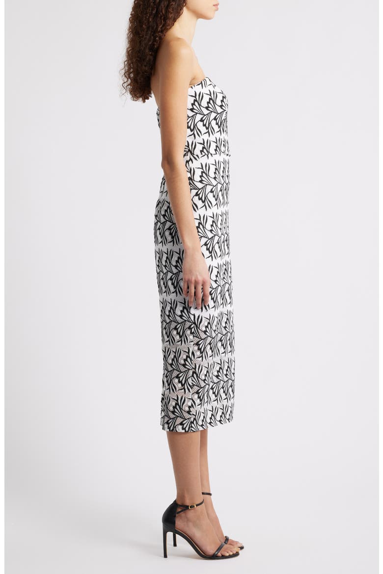 Strapless Jacquard Sheath Dress, Alternate, color, BLACK/ WHITE