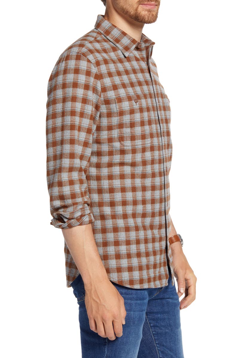1901 Trim Fit Plaid Flannel Button-Up Shirt, Alternate, color,