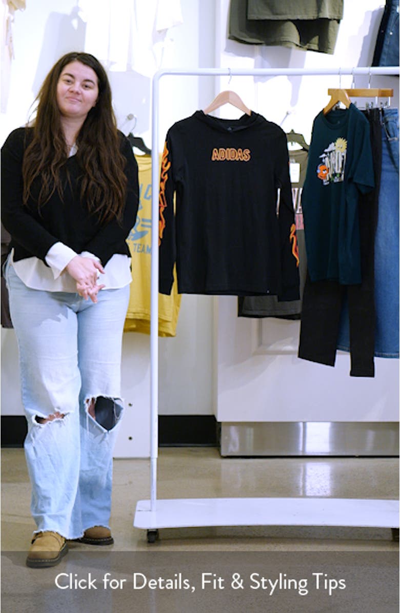 Kids' Flame Graphic Long Sleeve Hooded T-Shirt, sales video thumbnail