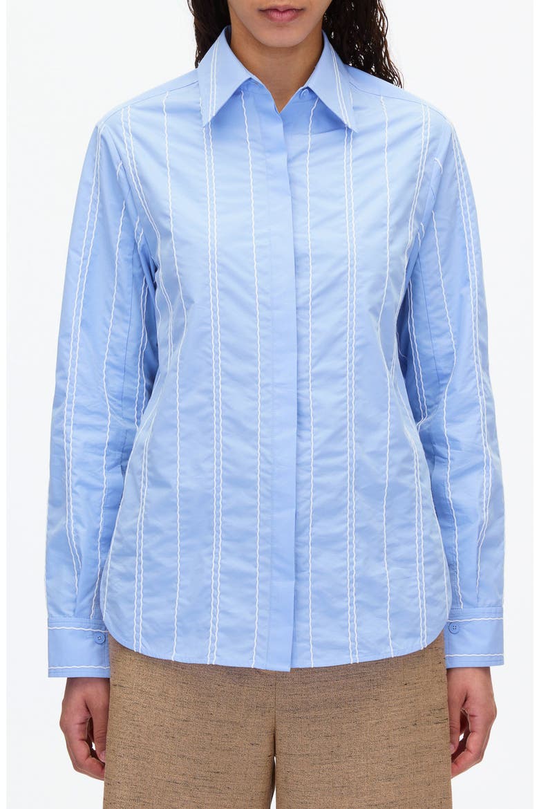 Wave Embroidered Long Sleeve Shirt, Main, color, OXFORD BLUE