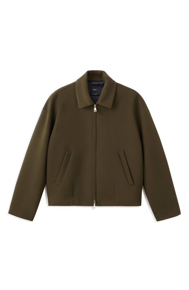 MANGO Front Zip Bomber Jacket, Alternate, color, Khaki Green