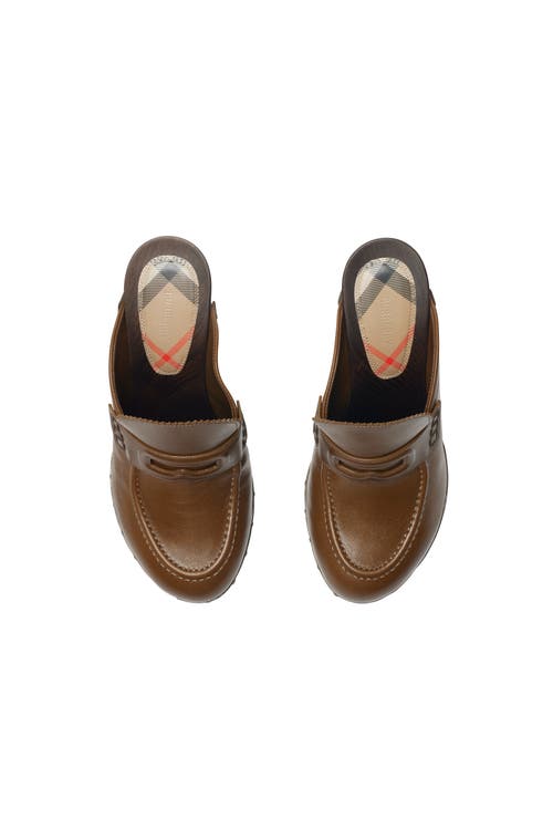 Burberry Leather Potter Clogs In Splinter