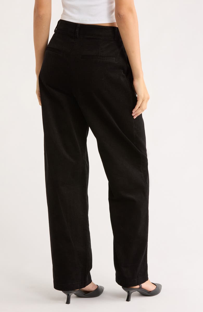 Elodie Pleated Corduroy Pants, Alternate, color, Black