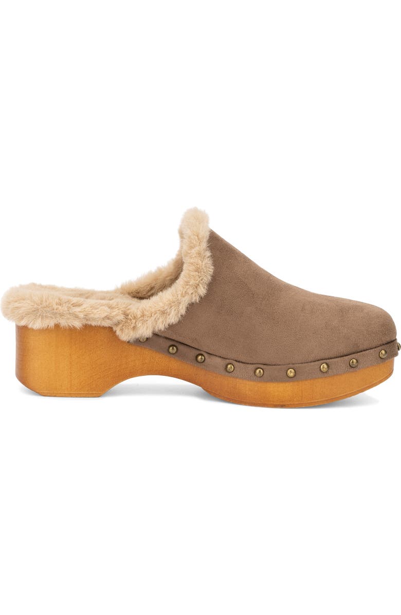 NEW YORK AND COMPANY Wynna Studded Faux Fur Lined Clog, Alternate, color, Taupe