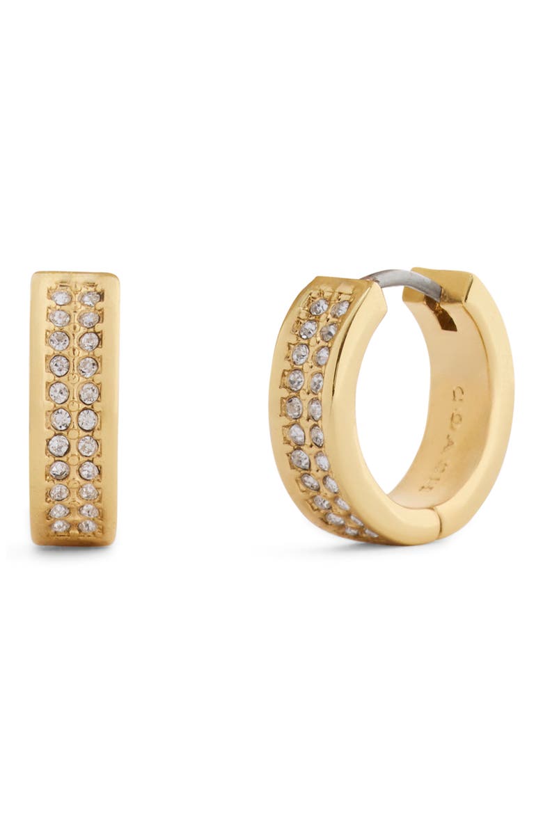 Pavé Huggie Hoop Earrings, Main, color, CRYSTAL