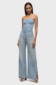 Hudson Jeans Strapless Wide Leg Jumpsuit