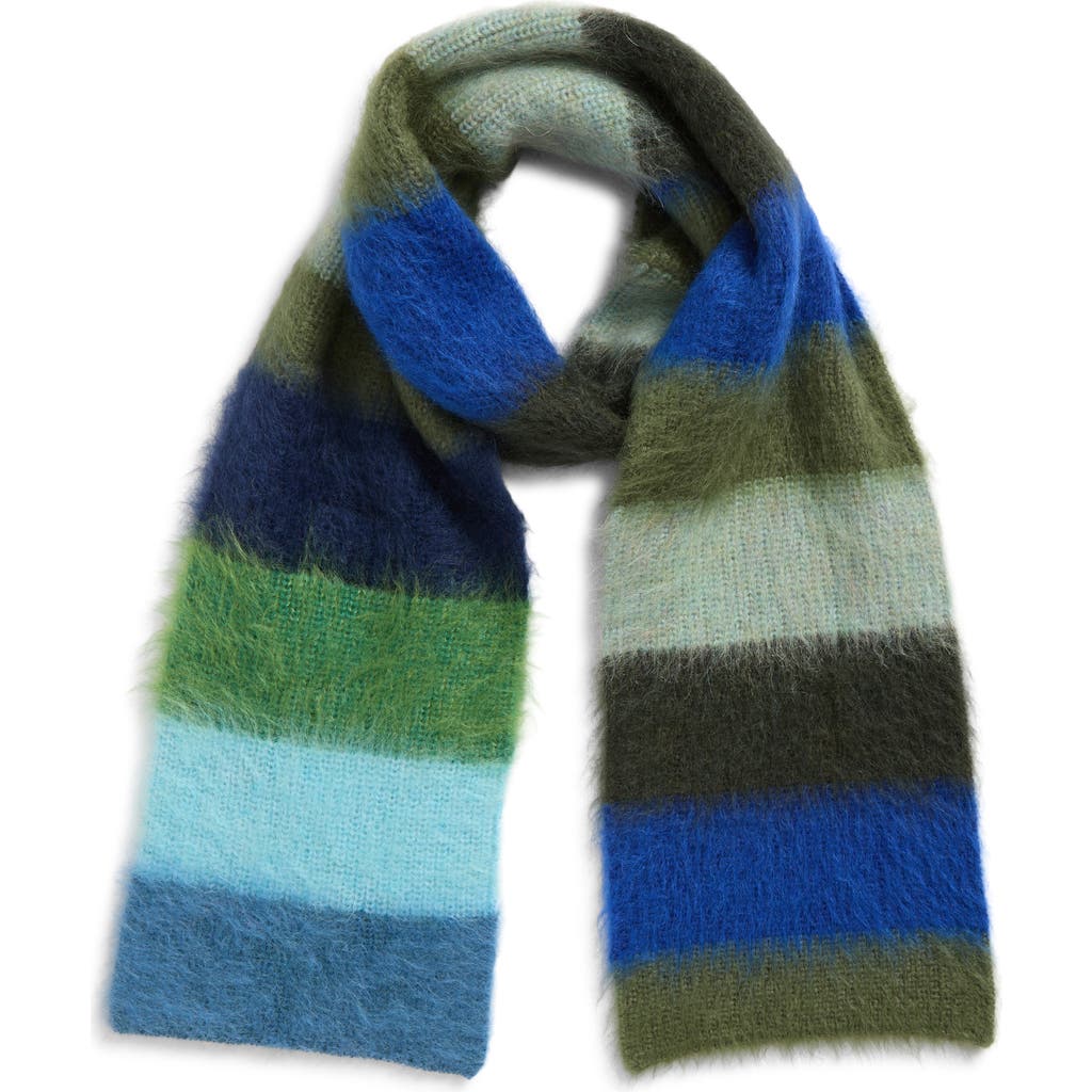 Waste Yarn Project Ulf Brushed Stripe One Of A Kind Scarf In Brown