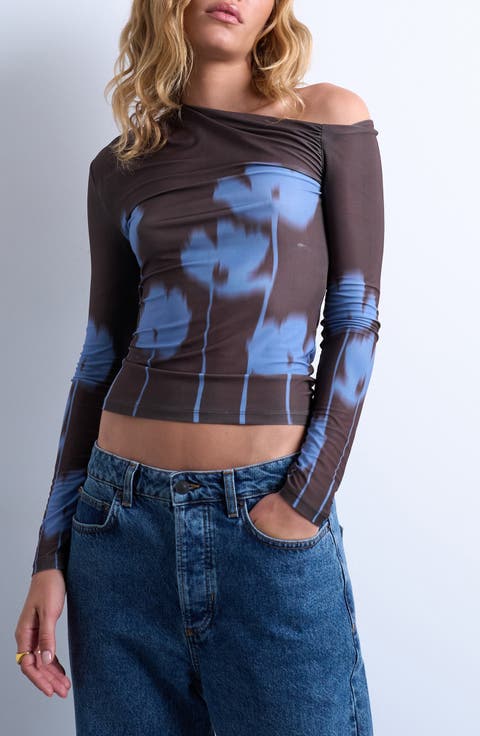 Floral Ruched One-Shoulder Top