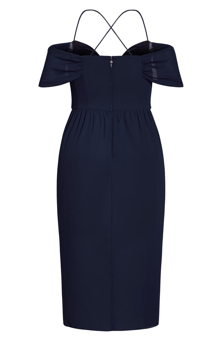 City Chic Entwine Cold Shoulder Dress, Alternate, color, Navy