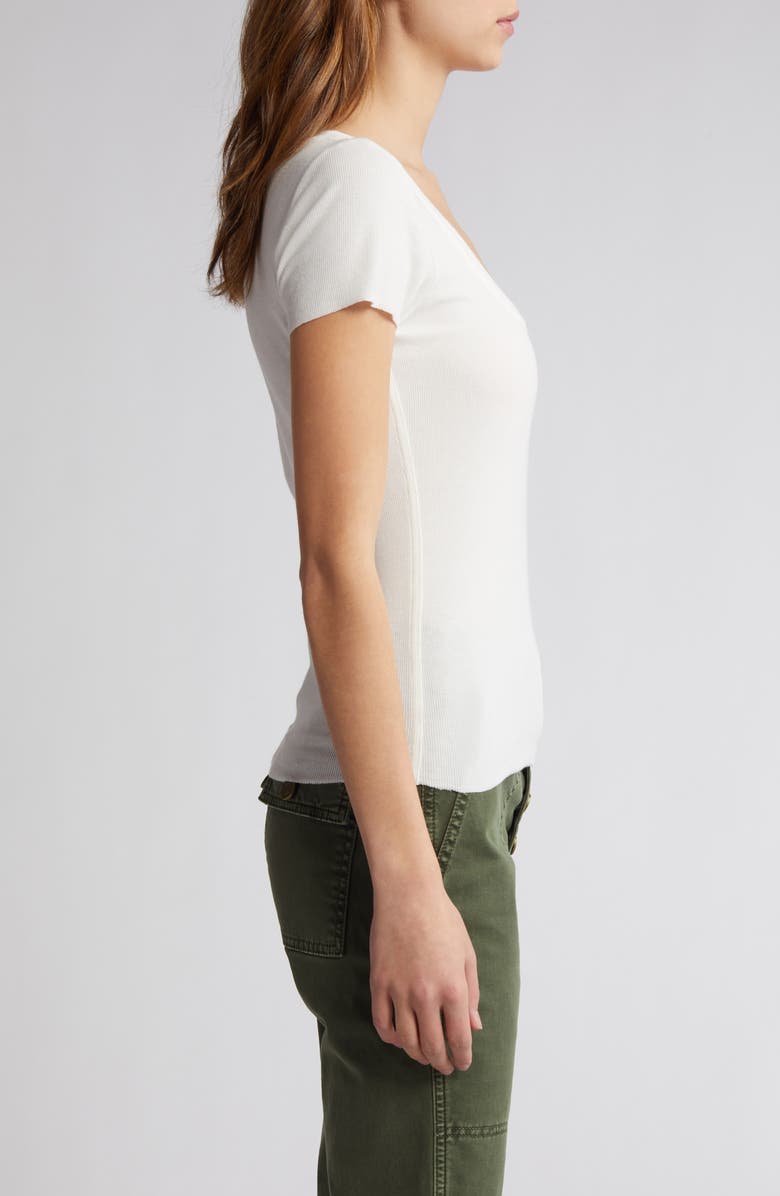 FRAME Scoop Neck Rib Baby Tee, Alternate, color, White