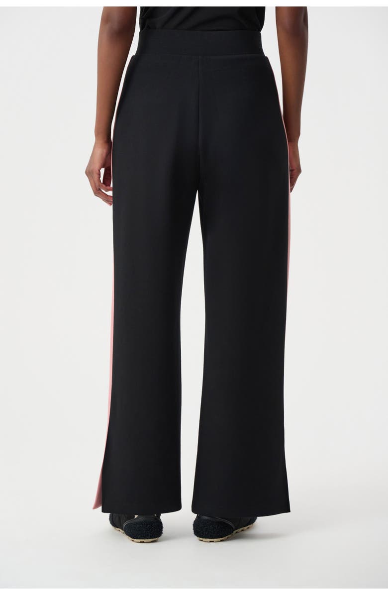 Joseph Ribkoff Scuba Jersey Color Block Wide Leg Pants, Alternate, color, Black/Vintage Rose