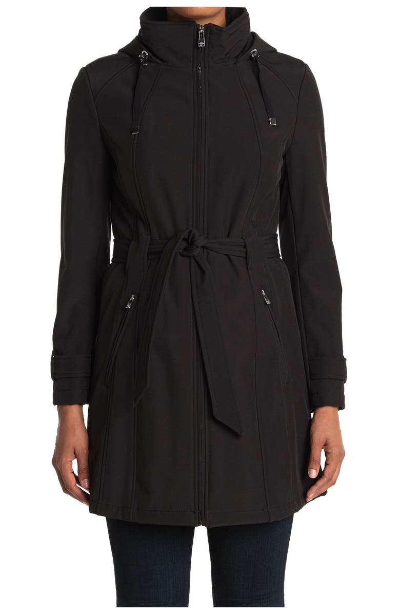 KARL LAGERFELD PARIS Belted Softshell Parka, Alternate, color, 