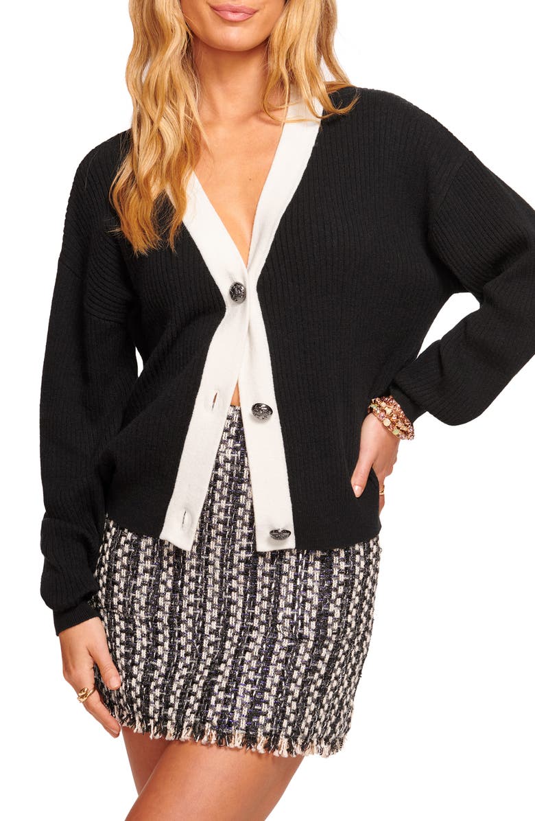 Ramy Brook Nina Contrast Rib Cardigan, Main, color,