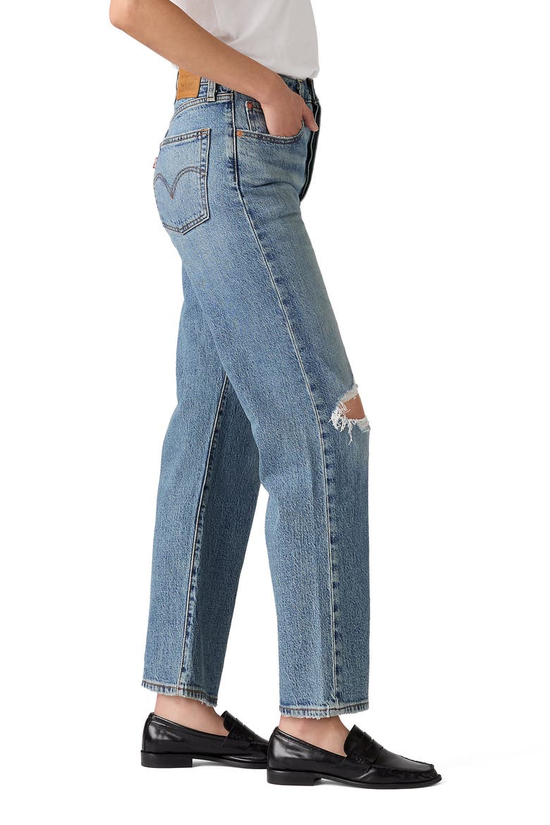 Ribcage Ripped High Waist Ankle Straight Leg Jeans, Alternate, color, QUEEN MOTHER