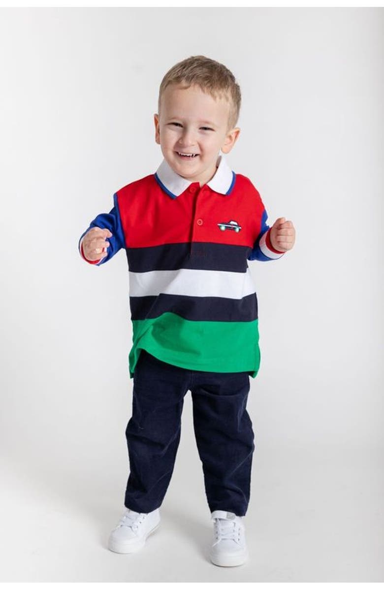 Florence Eiseman Jersey Knit Polo With Race Car, Alternate, color, Multicolor