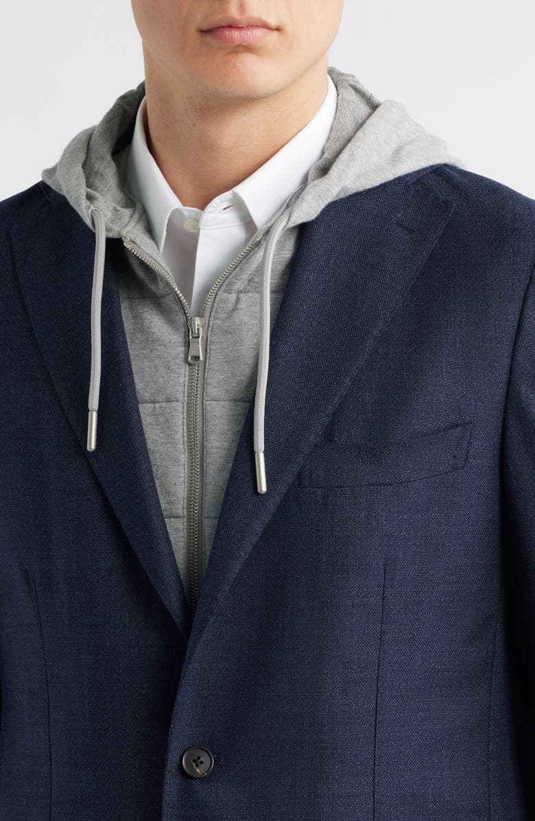 Jack Victor Woodland Stretch Wool Sport Coat with Removable Hooded Bib, Alternate, color, Navy