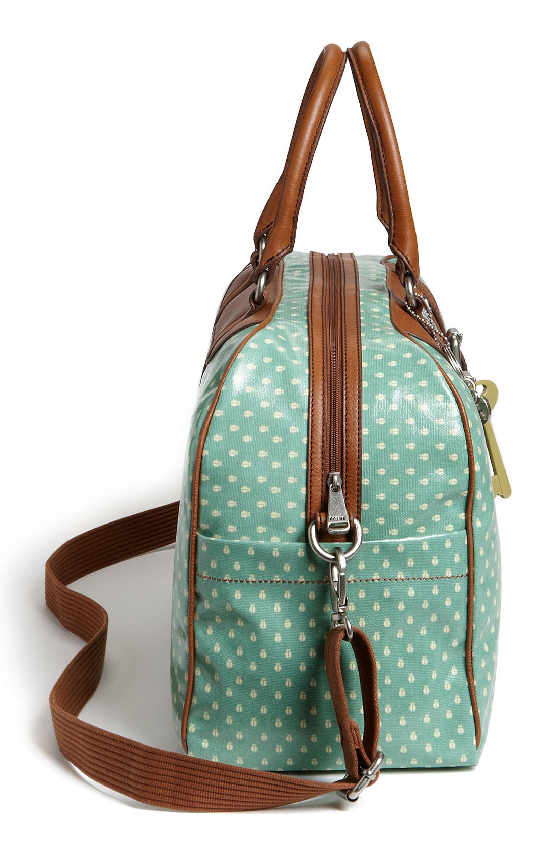 'Vintage Key-Per' Coated Canvas Duffel Bag, Alternate, color, SEA GREEN