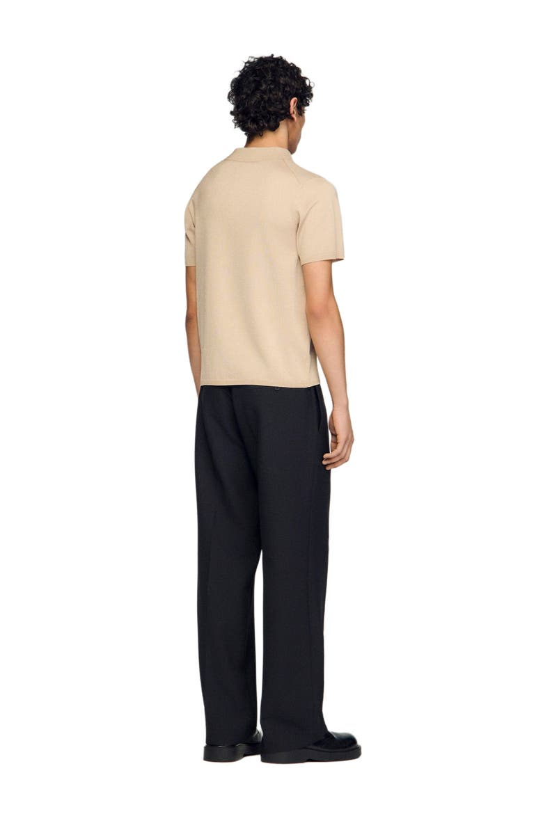 Short-sleeve knitted polo shirt, Alternate, color, Oats